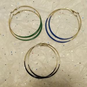 3 pairs of hoop earrings